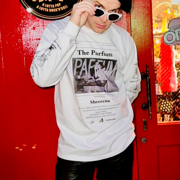<img class='new_mark_img1' src='https://img.shop-pro.jp/img/new/icons1.gif' style='border:none;display:inline;margin:0px;padding:0px;width:auto;' />STRAY DOGPARFUM long sleeve T-shirt / WHITE [Unisex]