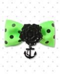 <img class='new_mark_img1' src='https://img.shop-pro.jp/img/new/icons24.gif' style='border:none;display:inline;margin:0px;padding:0px;width:auto;' />Punk Up BettiePsychobilly Rose Anchor Ghoul Green Polka Dot Bow Barrette