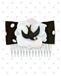 <img class='new_mark_img1' src='https://img.shop-pro.jp/img/new/icons24.gif' style='border:none;display:inline;margin:0px;padding:0px;width:auto;' />Punk Up BettieRockabilly Black Swallow & White Hydrangea Dot Hair Comb