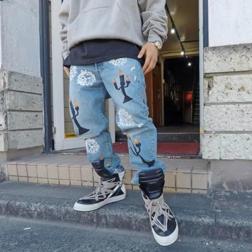 DENIM TEARS デニムティアーズ ×VIRGIL ABLOH Remake Denim Pants×ヴァージルアブロー リメイクデニムパンツ ブルー インディゴ PC9-A1592-0002