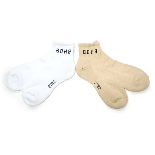 BAGARCH (バガーチ) / BGHB SHORT SOCKS (2PC SET) / WHITE , BEIGE