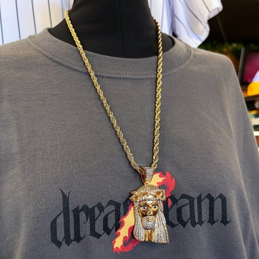 GOLDEN GILT (ゴールデン・ギルト) / XL JESUS PIECE ROPE NECKLACE / GOLD - GANGSTA  MARKET 【ギャングスタ マーケット】