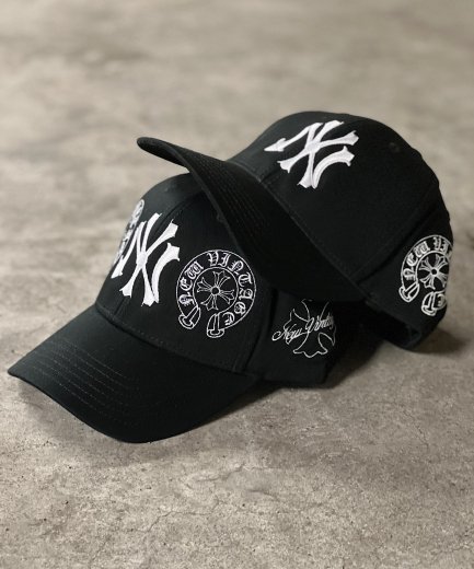 NEW VINTAGE (ニューヴィンテージ) / CHROME YORK 6PANEL CAP / BLACK - GANGSTA MARKET  【ギャングスタ マーケット】