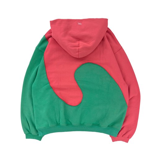 50%OFF】 ERL (イーアールエル) / SWIRI HOODIE / RED × GREEN □定価