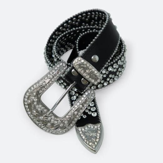大人気!mnml★リニア ラインストーン ベルト mnml (ミニマル) / RHINESTONE STUDDED BELT / BLACK - GANGSTA
