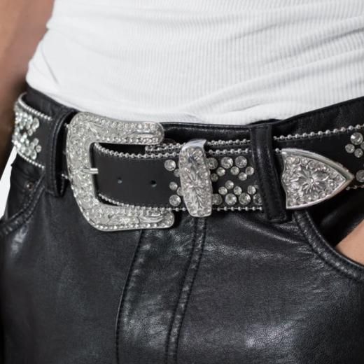 大人気!mnml★ライン ストーン スタッズ ベルト★クーポン付き mnml (ミニマル) / RHINESTONE STUDDED BELT / BLACK - GANGSTA