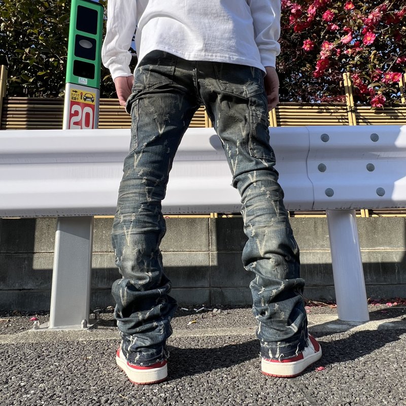 VALABASAS (バラバサス) / “VLOVE” WASH STACKED FLARE JEAN / DARK DIRTY - GANGSTA  MARKET 【ギャングスタ マーケット】