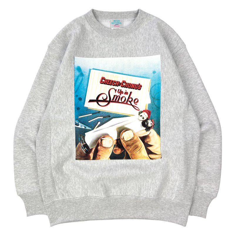 INTERNATIONAL PLAYERS (インターナショナル・プレイヤーズ) / UP IN SMOKE CREWNECK SWEAT / ASH  - GANGSTA MARKET 【ギャングスタ マーケット】