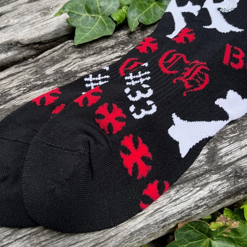 【新品】Chrome Hearts ステンシル ソックス 靴下 黒 新品】 Lサイズ Chrome Hearts ステンシル ソックス 靴下 3足