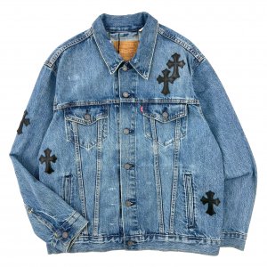 ADVANCE / LEVIS  CROSS LEATHER DENIM JACKET