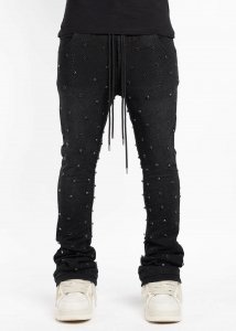 GUAPI / OBSIDIAN BLACK EMBELLISHED SWEAT PANTS