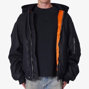 mnml / OVERSIZED HOODED BOMBER JACKET