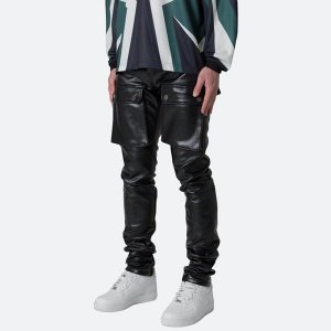 mnml / LEATHER SNAP CARGO PANTS