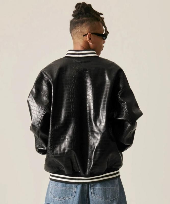 FUBU / PYTHON ECO LEATHER VARSITY JACKET - GANGSTA MARKET