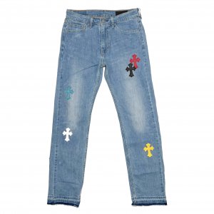 ADVANCE / LEVIS 505  CROSS LEATHER DENIM PANTS