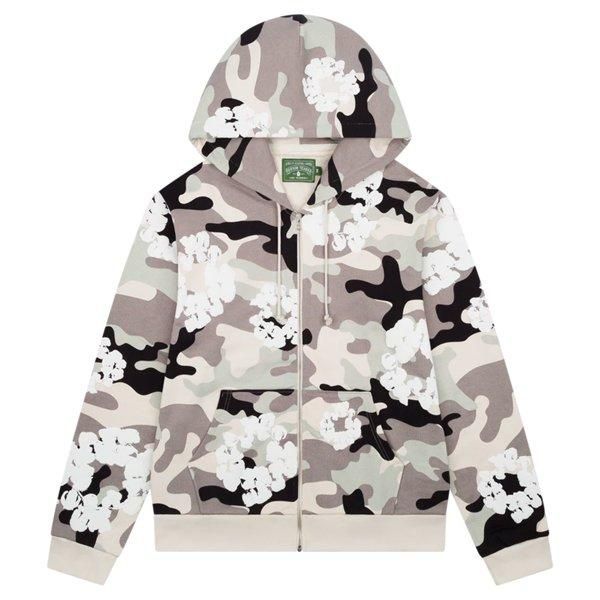 DENIM TEARS / WHITE CAMO COTTON WREATH ZIP HOODIE - GANGSTA