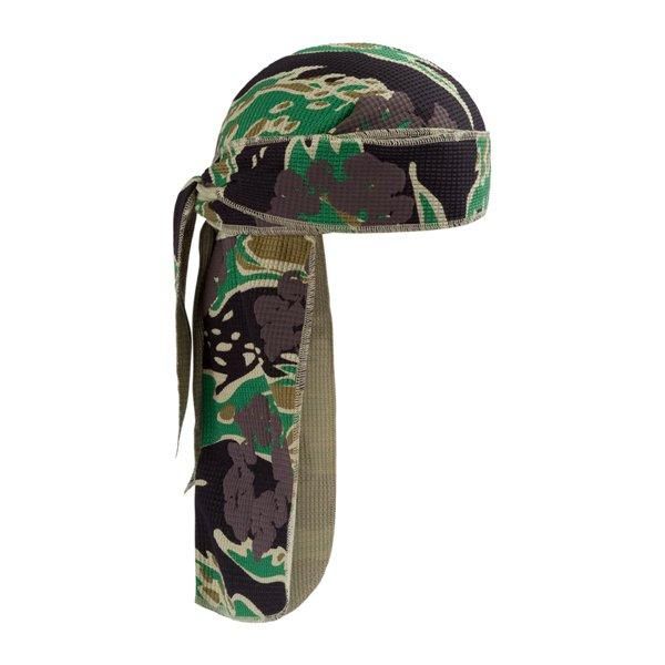 DENIM TEARS / GREEN CAMO COTTON WREATH DURAG - GANGSTA
