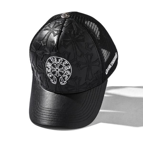 NEW VINTAGE / NV CROSS EMBLEM LEATHER MESH CAP - GANGSTA