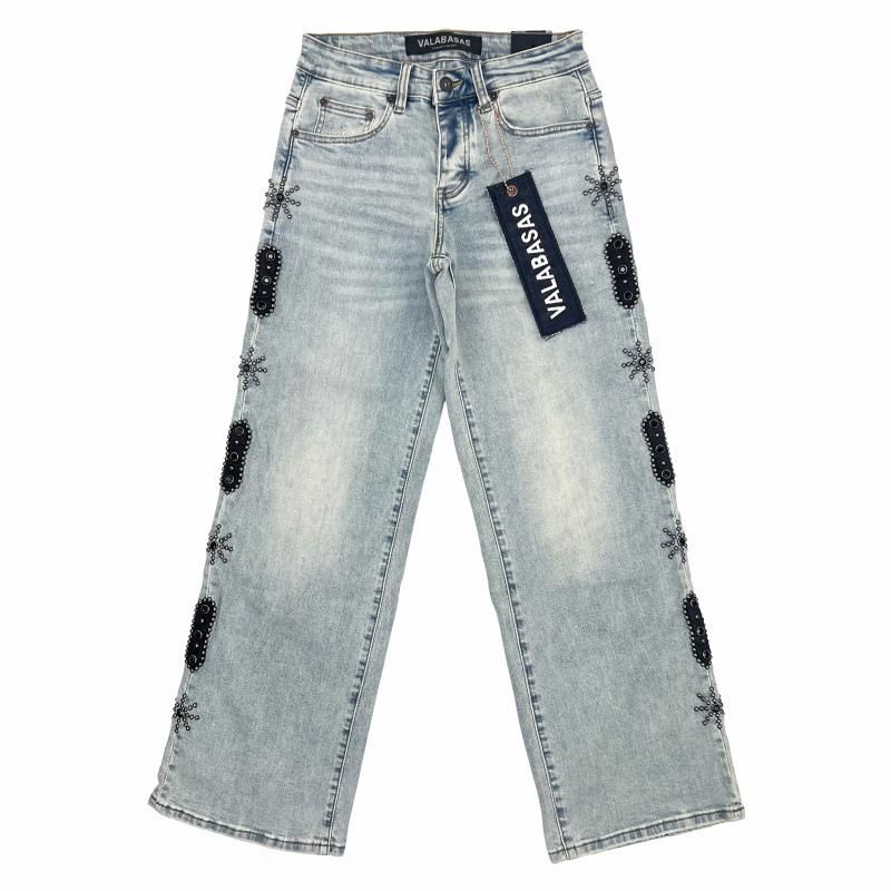 VALABASAS / BEADED BAGGY DENIM JEAN - GANGSTA MARKET