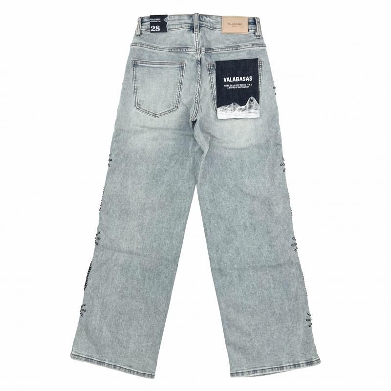 VALABASAS / BEADED BAGGY DENIM JEAN - GANGSTA MARKET