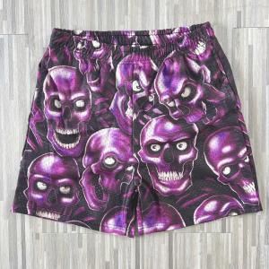 NO BRAND / BOOTLEG PURPLE SKULL MESH SHORTS 
