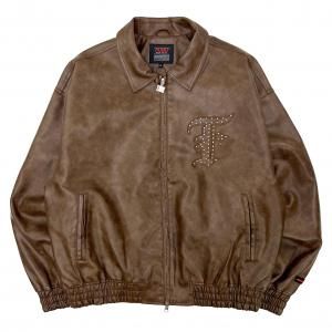 FUBU / FAUX LEATHER STUDS PATCH JACKET