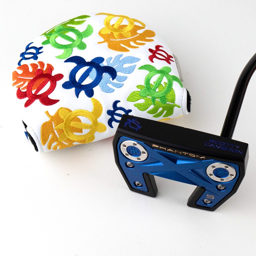 受注制作】スコッティキャメロン(SCOTTY CAMERON)2022 ファントムシリーズ ファントムX5 [Hawaiian Honu] M  アートブラックフィニッシュ ブループレート