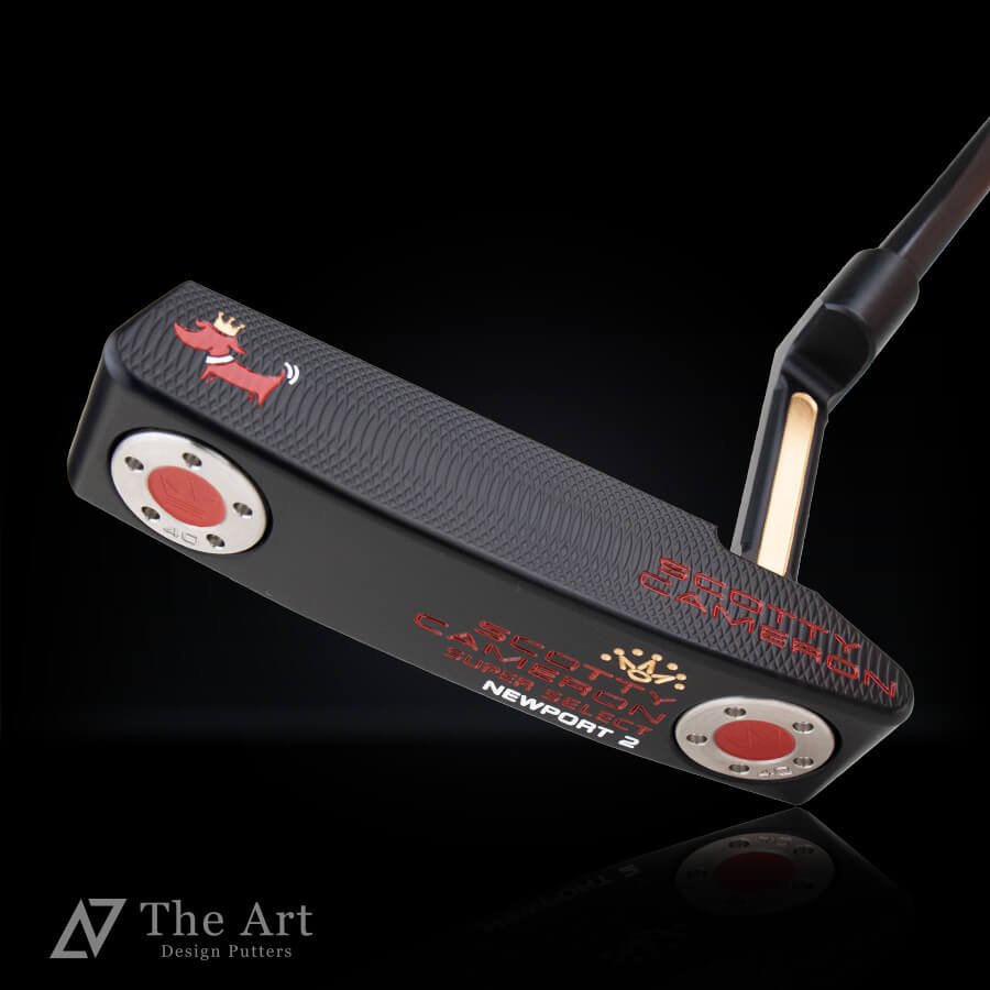 スコッティキャメロン (SCOTTY CAMERON) 2023 スーパーセレクト ニューポート2 [Crown Dog] M Red u0026 Gold  アートブラックフィニッシュ