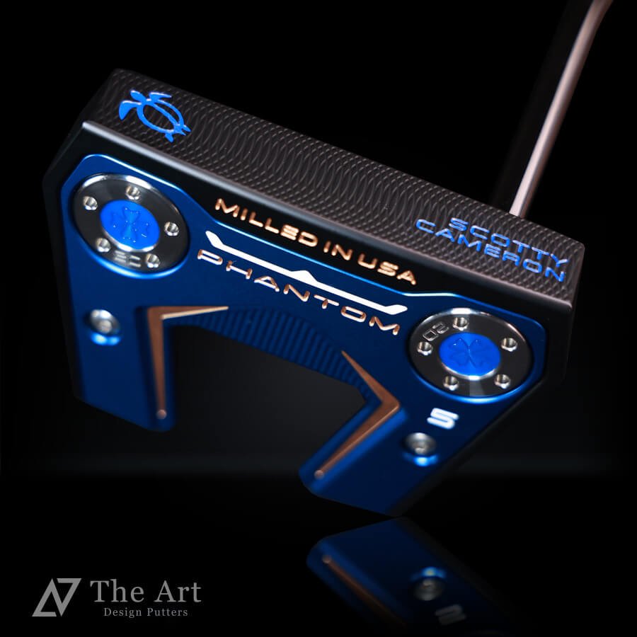 スコッティキャメロン (SCOTTY CAMERON) 2024 ファントムシリーズ ファントム5 [Hawaiian Honu] M  アートブラックフィニッシュ ブルー