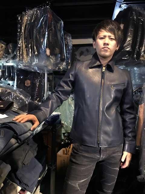 Y'2 LEATHERワイツーレザー コラージュホースシングルライダース navy