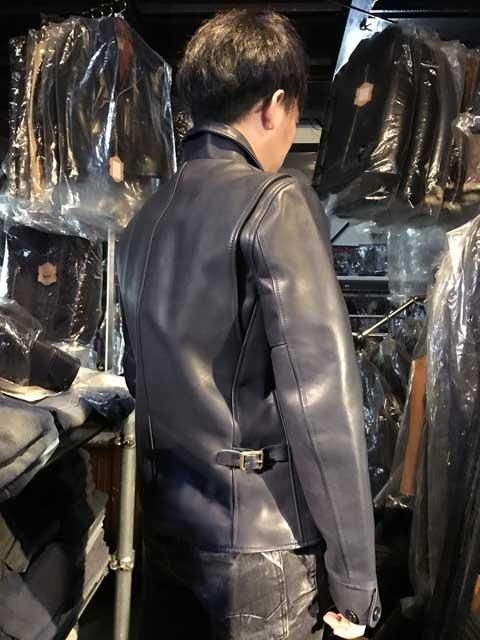 Y'2 LEATHERワイツーレザー コラージュホースシングルライダース navy