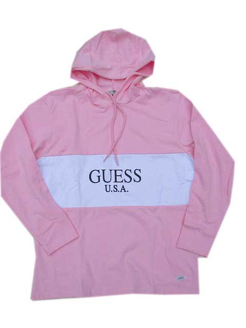 GUESS GREEN LABELゲスグリーンレーベルPANEL GUESS HOODIE pink- 夜型大型セレクトショップ　AMERICAN  DREAM名古屋