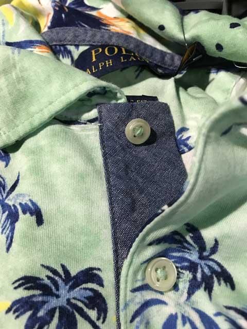 POLO RALPH LAUREN/ポロラルフローレンアロハ柄ポロシャツblue- 夜型