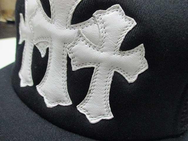 CHROME HEARTSクロムハーツクロスレザートラッカーキャップblack