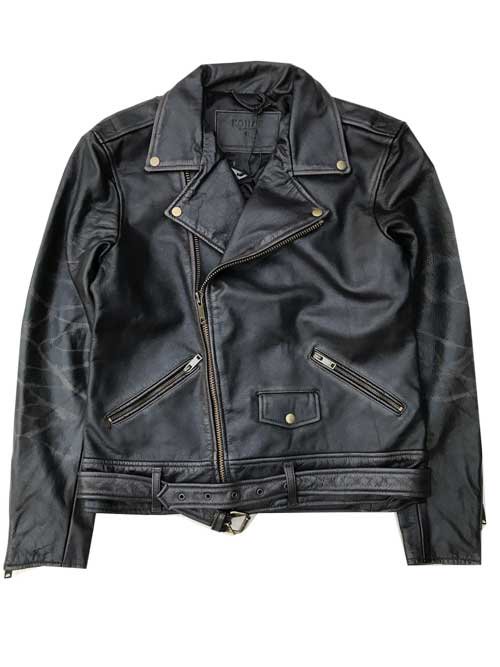 KOLLAR CLOTHING AGED LEATHER JACKET - BLACK COPPERTONE ダブル ...