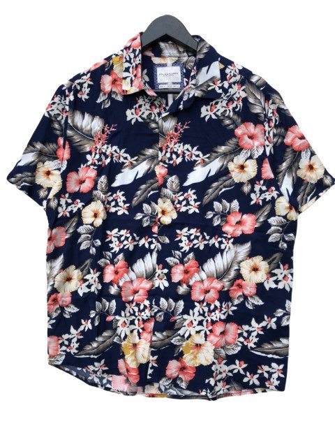 DENIM&FLOWERアロハシャツ　花柄B　navy- 夜型大型セレクトショップ　AMERICAN DREAM名古屋