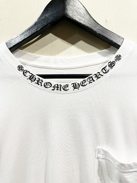 驚きの値段 クロムハーツ ロンT ネックロゴ 袖ロゴ ホワイト 白 M