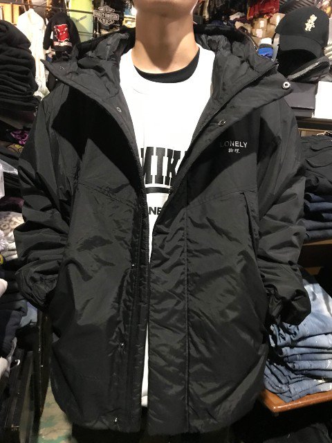 LONELY論理ロンリーSPORT LOGO NYLON DOWN JKT black- 夜型大型