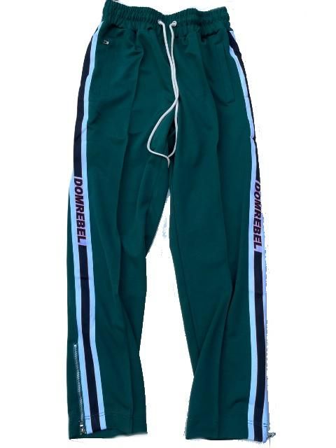 【有名人芸能人】 DOMREBELドムレーベルPLEATED TRACKPANTS green- 夜型大型 ウォーキング・ランニングウェア