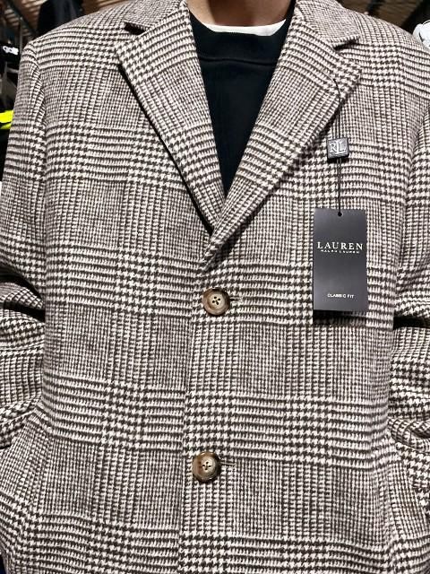 RALPH LAUREN ラルフローレンOVERCOAT グレンチェック- 夜型大型