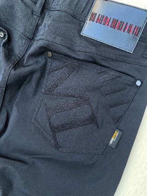 MARK&LONA CODE 5Pバイカーパンツ サイズS MARK&LONA マーク＆ロナCODE5Pバイカーパンツ black MCM-3A-AT52