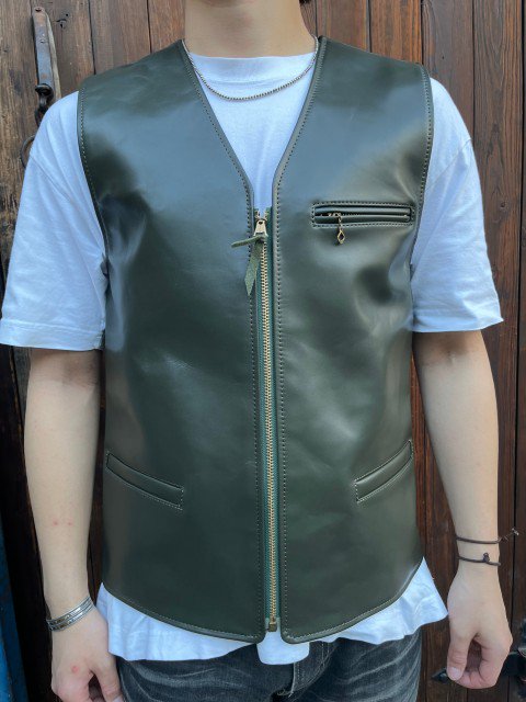 Y'2LEATHERワイツーレザーVINTAGE HOUSE LIGHT ZIP VEST olive