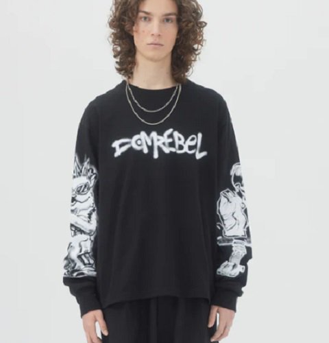 DOM REBEL/ドムレーベルTAG LONG SLEEVE T-SHIRT black-夜型大型