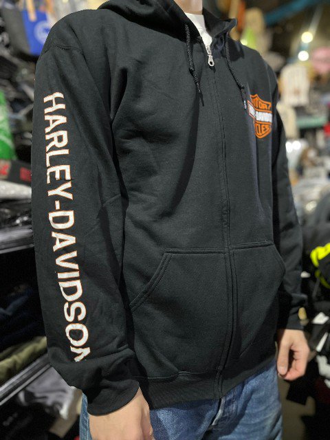 送料無料】 ハーレーダビッドソン メンズ パーカー・スウェットシャツ アウター Harley-Davidson Staple 温かかっ Raglan  Hoodie Black