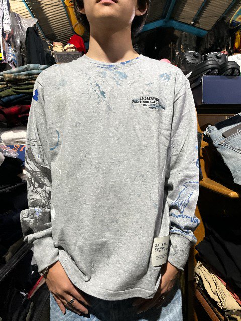 DOM REBEL/ドムレーベルCRUSHED LONG SLEEVE T-SHIRT grey-夜型大型セレクトショップAMERICAN  DREAM名古屋