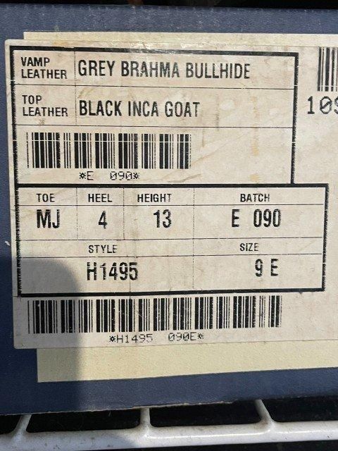 TONY LAMAトニーラマGREY BRAHMA BULLHIDE BOOTS 9E デッドストック