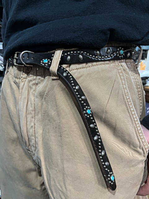 HTCエイチティーシーナローベルトNarrow Studs Belt　ターコイズ　black- 夜型大型セレクトショップ　AMERICAN  DREAM名古屋