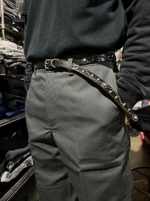 HTCエイチティーシーナローベルトNarrow Studs Belt　ターコイズ　black- 夜型大型セレクトショップ　AMERICAN  DREAM名古屋