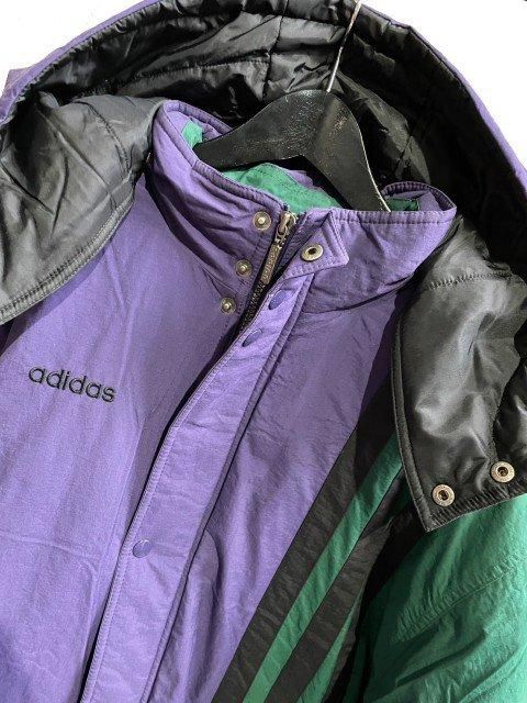 adidas アディダス アーセナル ベンチコート パープル スタジアムパーカ addidasアディダス 中綿ベンチコート パープル Lサイズ 90年代デッド