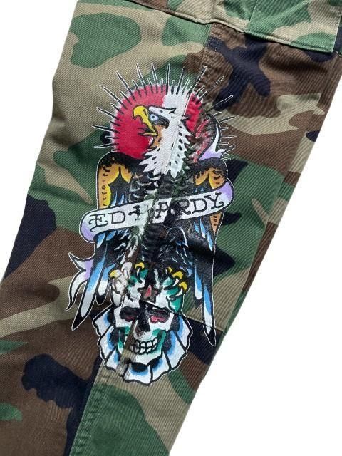 エドハーディ　迷彩刺繍カーゴパンツ AMERICAN DREAM×ED HARDY 迷彩カーゴパンツ A-3- 夜型大型